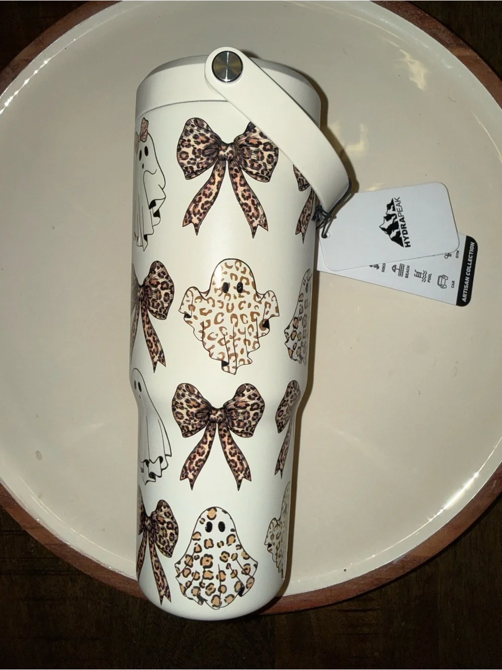 Creme Leopard Print Insulated Bottle